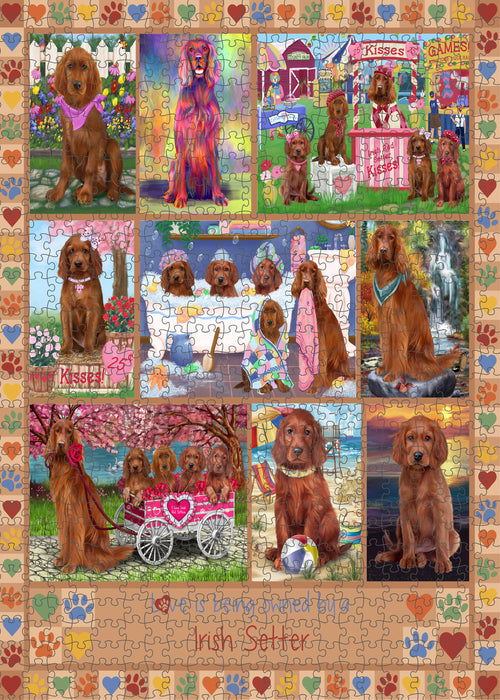 Love is Being Owned Irish Setter Dog Beige Puzzle with Photo Tin PUZL98476