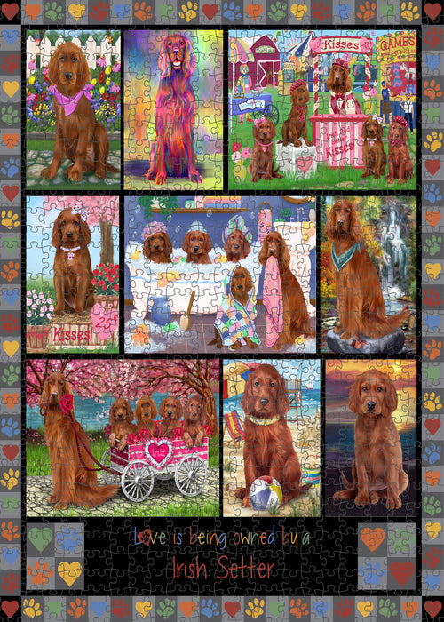 Love is Being Owned Irish Setter Dog Grey Puzzle with Photo Tin PUZL98480