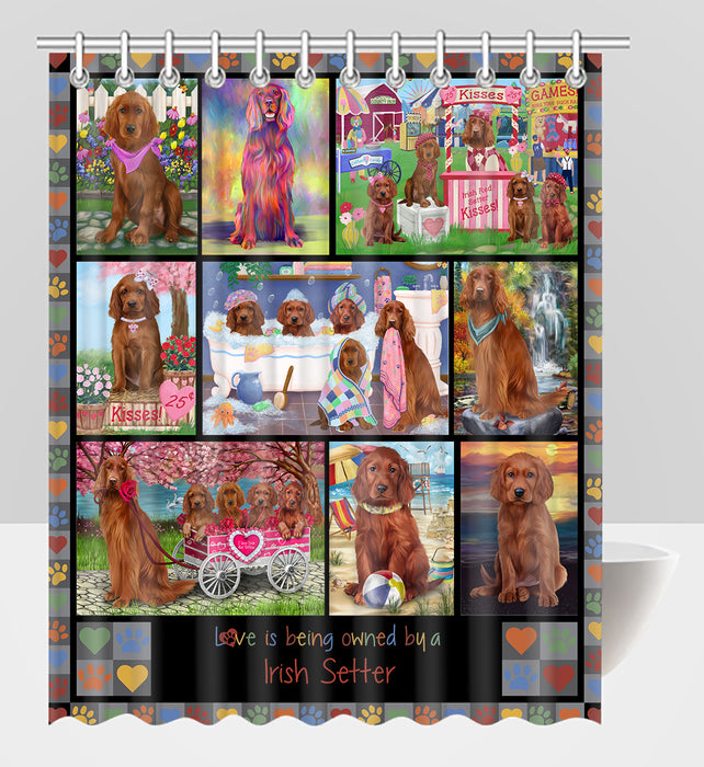 Love is Being Owned Irish Setter Dog Grey Shower Curtain