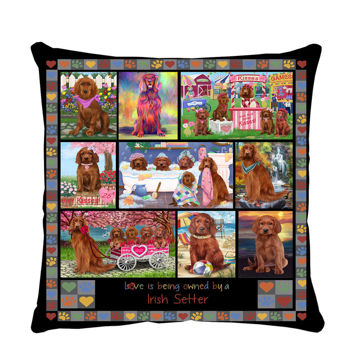 Love is Being Owned Irish Setter Dog Grey Pillow PIL84864