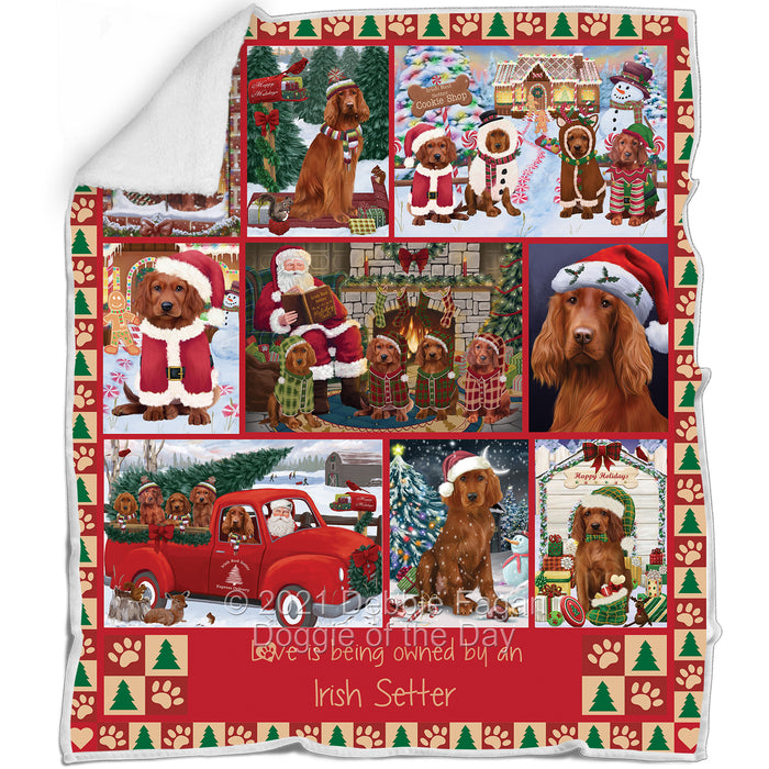 Love is Being Owned Christmas Irish Red Setter Dogs Blanket BLNKT143475