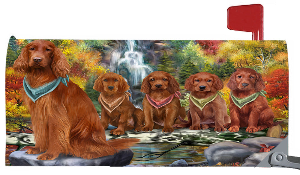 Scenic Waterfall Irish Setter Dogs Magnetic Mailbox Cover MBC48733