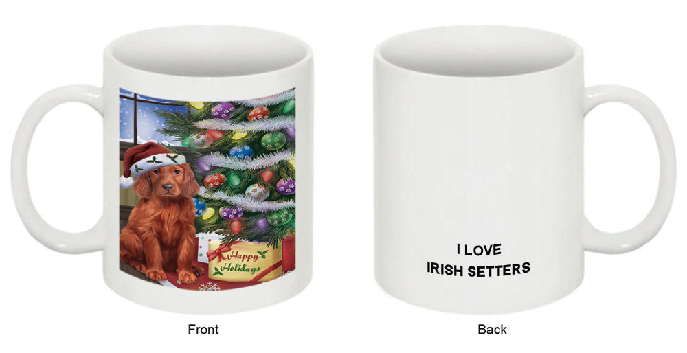 Christmas Happy Holidays Irish Setter Dog with Tree and Presents Coffee Mug MUG48859