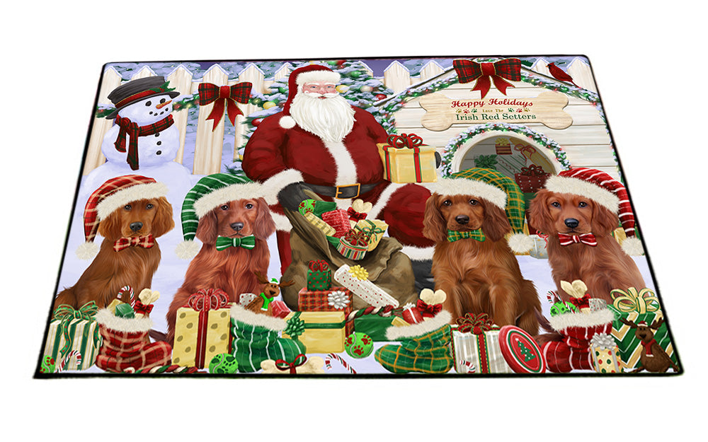 Christmas Dog House Irish Setters Dog Floormat FLMS51876
