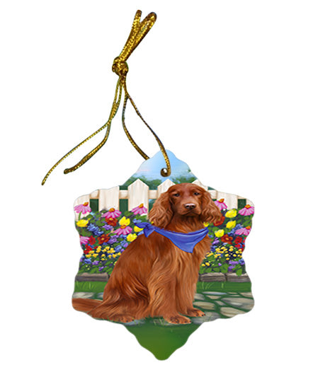 Spring Floral Irish Setter Dog Star Porcelain Ornament SPOR52254