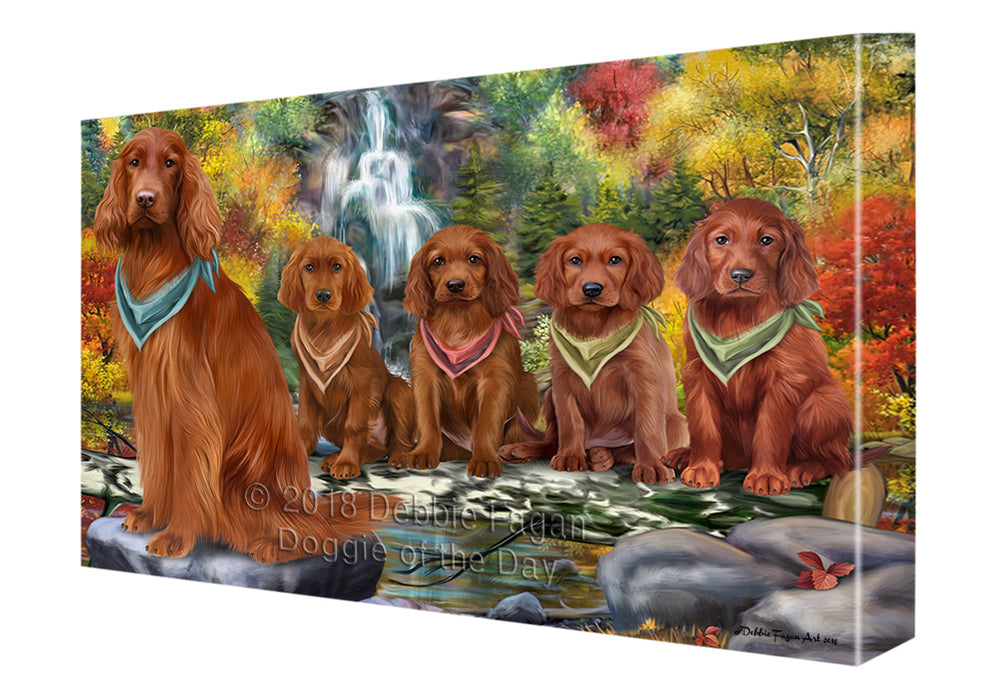 Scenic Waterfall Irish Setters Dog Canvas Print Wall Art Décor CVS84383