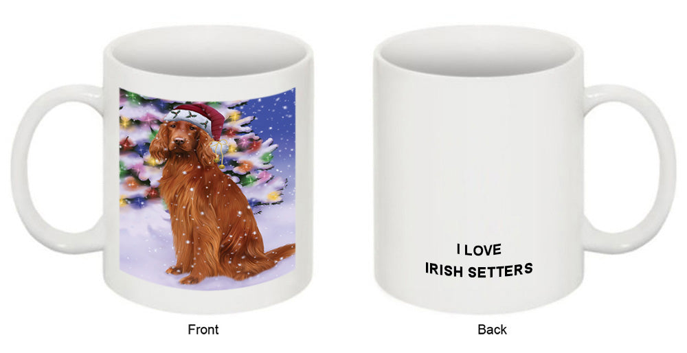 Winterland Wonderland Irish Setter Dog In Christmas Holiday Scenic Background Coffee Mug MUG49160