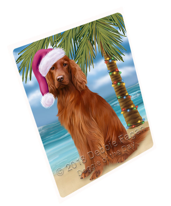 Summertime Happy Holidays Christmas Irish Setter Dog on Tropical Island Beach Cutting Board C68136