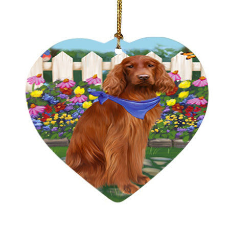 Spring Floral Irish Setter Dog Heart Christmas Ornament HPOR52263