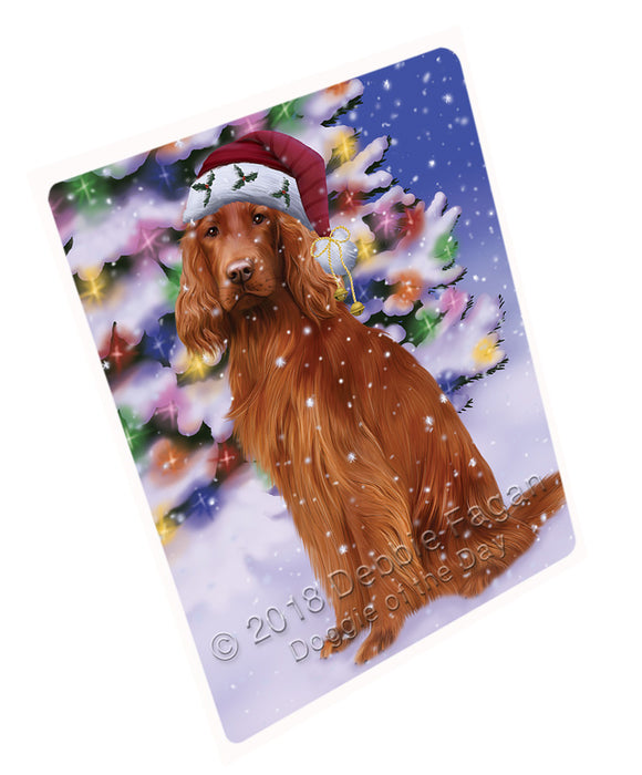 Winterland Wonderland Irish Setter Dog In Christmas Holiday Scenic Background Large Refrigerator / Dishwasher Magnet RMAG83454