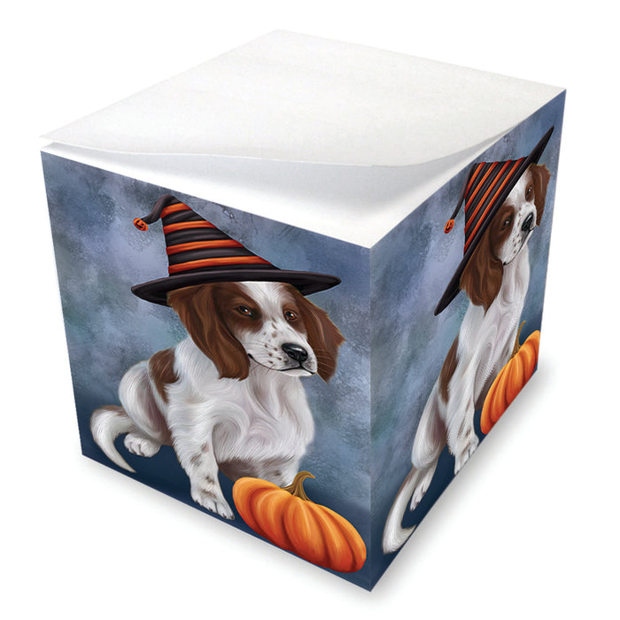 Happy Halloween Irish Setter Dog Wearing Witch Hat with Pumpkin Note Cube NOC56433