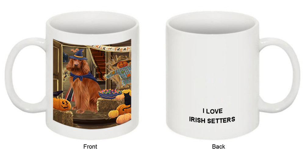 Enter at Own Risk Trick or Treat Halloween Irish Setter Dog Coffee Mug MUG48557