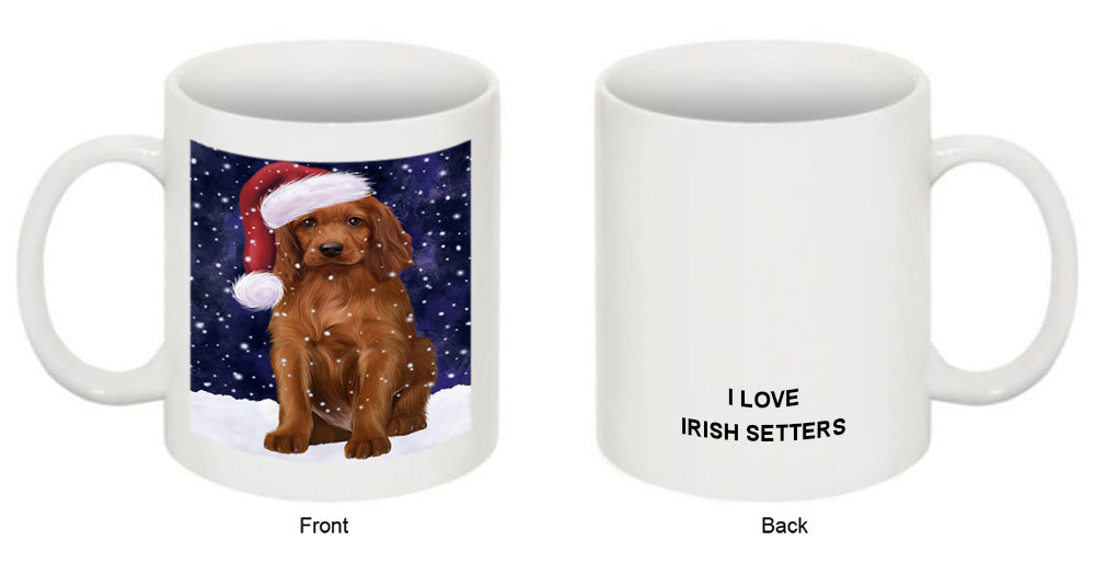Let it Snow Christmas Holiday Irish Setter Dog Wearing Santa Hat Coffee Mug MUG49701