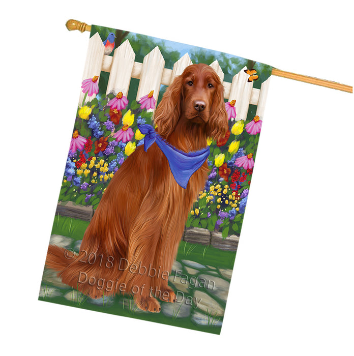 Spring Floral Irish Setter Dog House Flag FLG52344