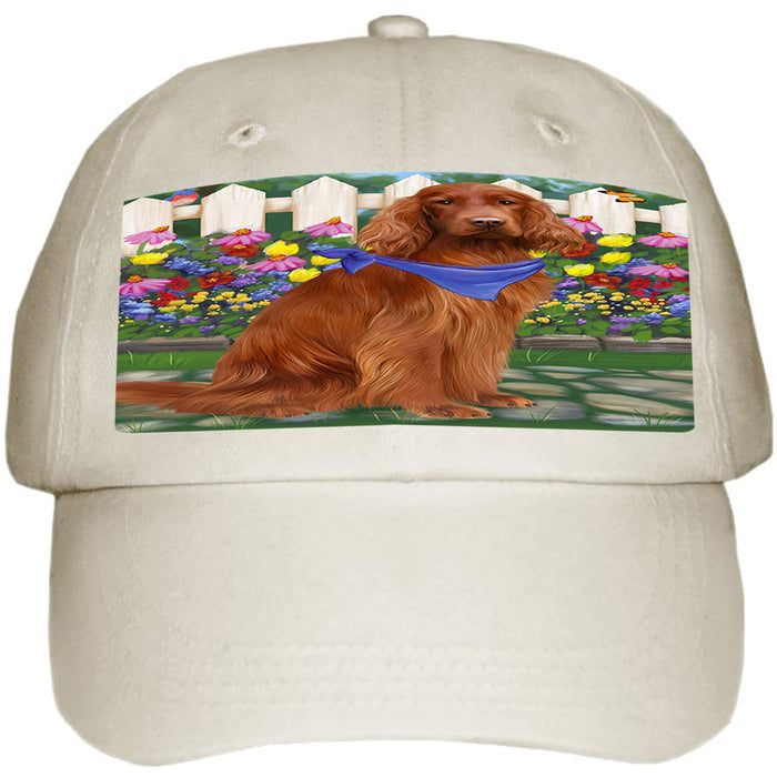 Spring Floral Irish Setter Dog Ball Hat Cap HAT60522