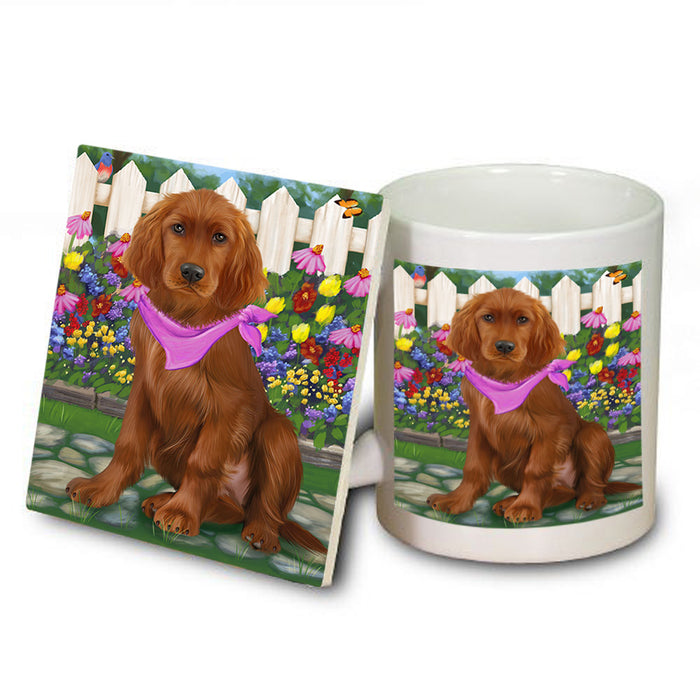 Spring Floral Irish Setter Dog Mug and Coaster Set MUC52204