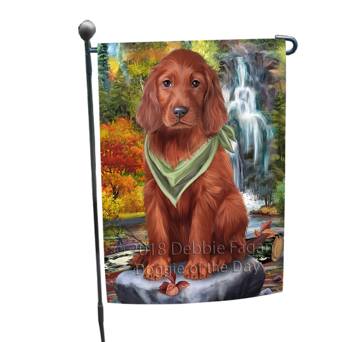Scenic Waterfall Irish Setter Dog Garden Flag GFLG51900