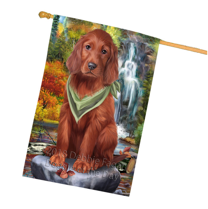 Scenic Waterfall Irish Setter Dog House Flag FLG52036