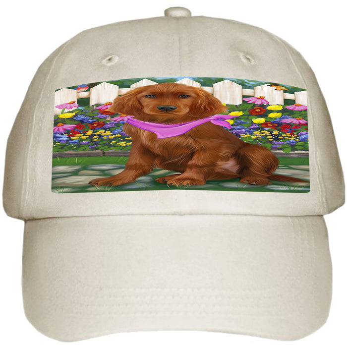 Spring Floral Irish Setter Dog Ball Hat Cap HAT60525
