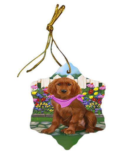 Spring Floral Irish Setter Dog Star Porcelain Ornament SPOR52255
