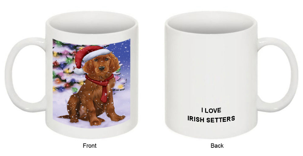 Winterland Wonderland Irish Setter Dog In Christmas Holiday Scenic Background Coffee Mug MUG49161