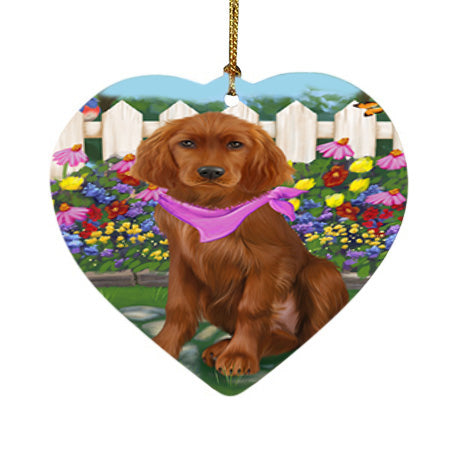 Spring Floral Irish Setter Dog Heart Christmas Ornament HPOR52264