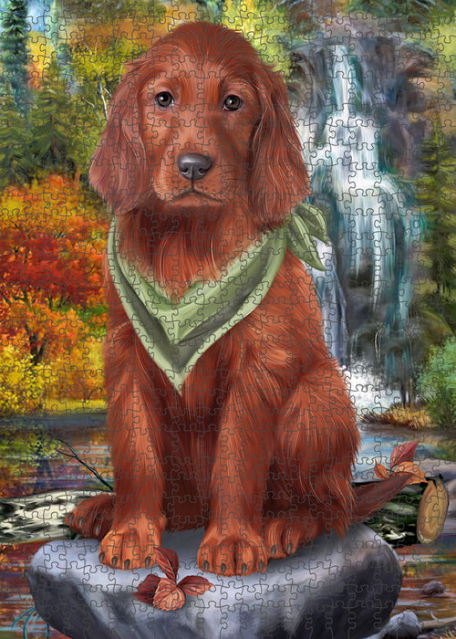 Scenic Waterfall Irish Setter Dog Puzzle with Photo Tin PUZL59796