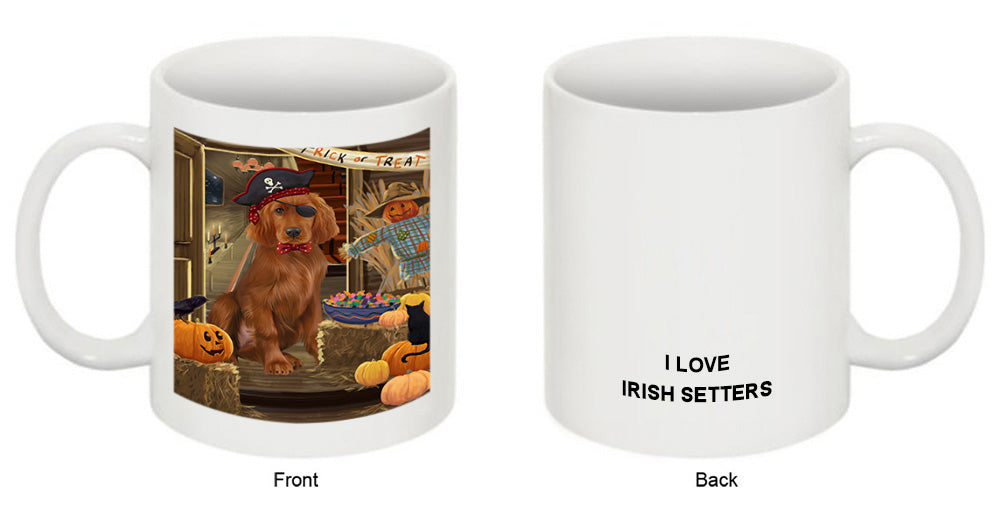 Enter at Own Risk Trick or Treat Halloween Irish Setter Dog Coffee Mug MUG48559