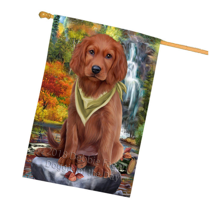 Scenic Waterfall Irish Setter Dog House Flag FLG52037