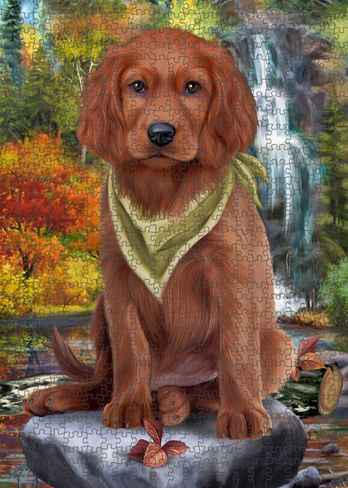 Scenic Waterfall Irish Setter Dog Puzzle with Photo Tin PUZL59799