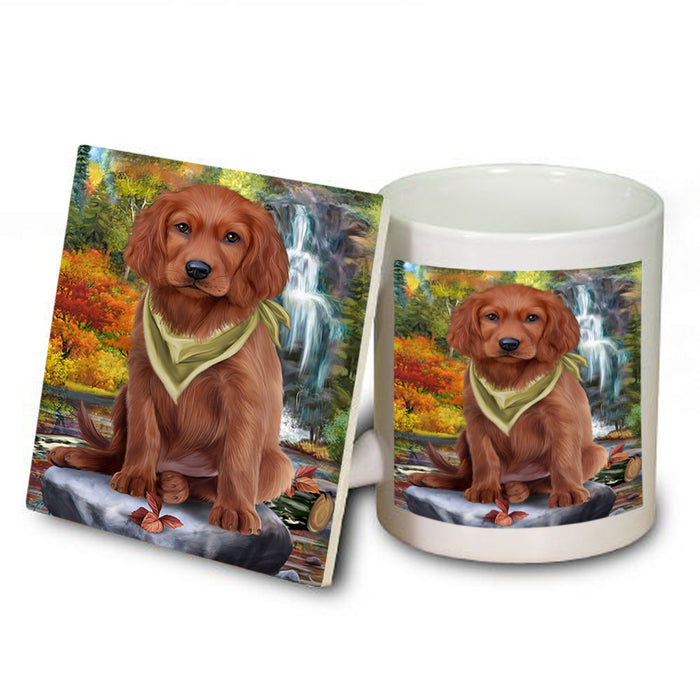 Scenic Waterfall Irish Setter Dog Mug and Coaster Set MUC51896