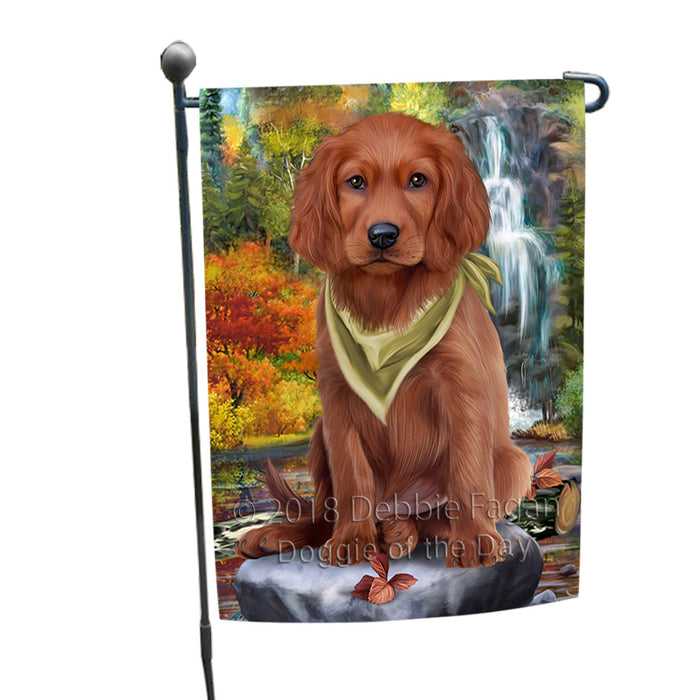 Scenic Waterfall Irish Setter Dog Garden Flag GFLG51901