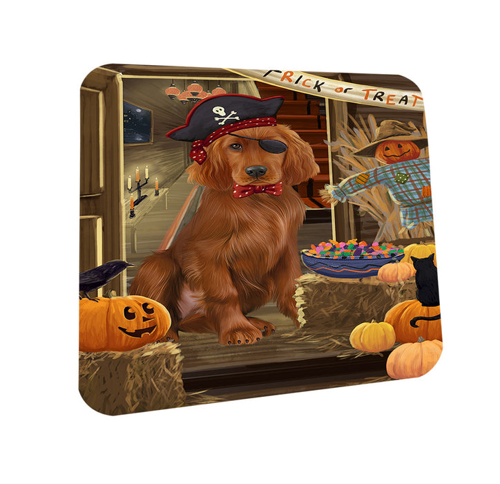 Enter at Own Risk Trick or Treat Halloween Irish Setter Dog Coasters Set of 4 CST53119