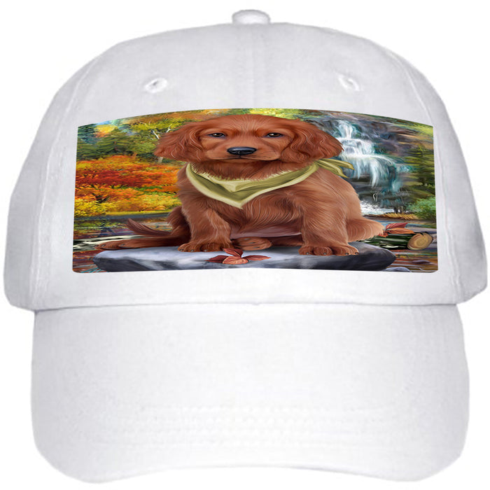 Scenic Waterfall Irish Setter Dog Ball Hat Cap HAT59445