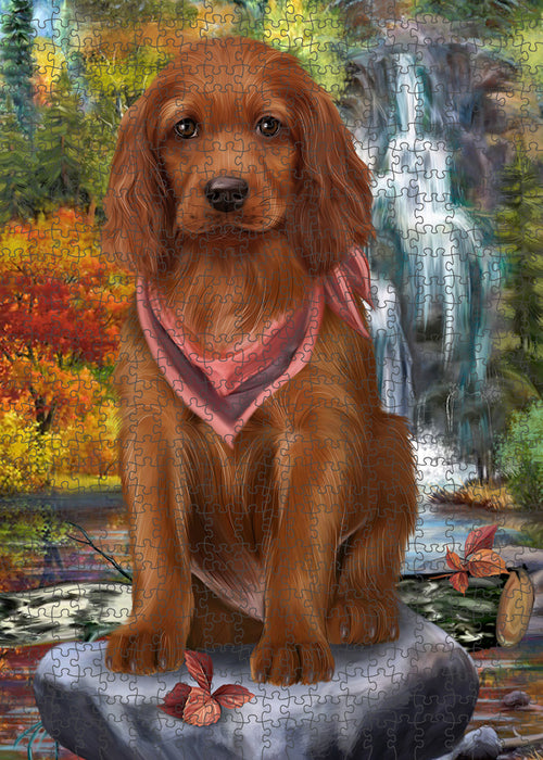 Scenic Waterfall Irish Setter Dog Puzzle with Photo Tin PUZL59802