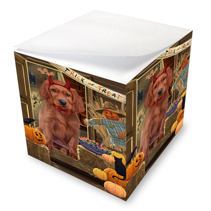 Enter at Own Risk Trick or Treat Halloween Irish Setter Dog Note Cube NOC53162
