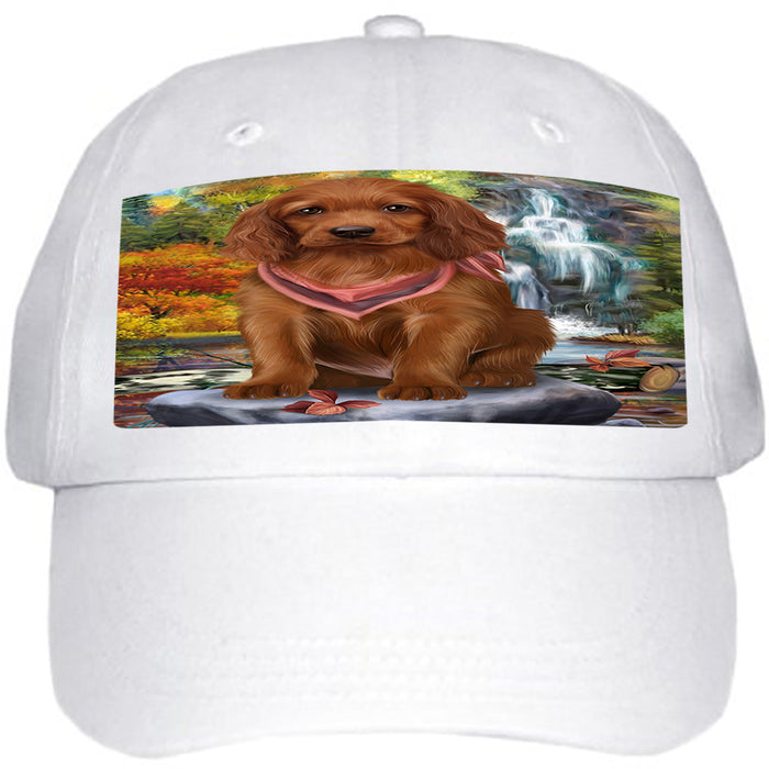 Scenic Waterfall Irish Setter Dog Ball Hat Cap HAT59448