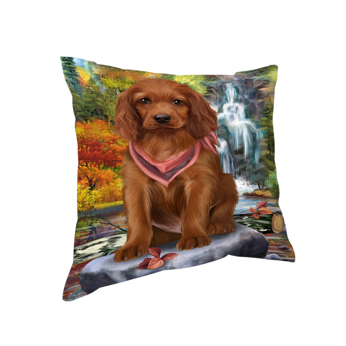 Scenic Waterfall Irish Setter Dog Pillow PIL63984