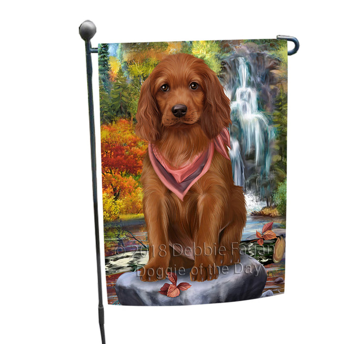 Scenic Waterfall Irish Setter Dog Garden Flag GFLG51902