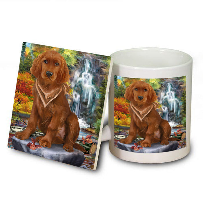 Scenic Waterfall Irish Setter Dog Mug and Coaster Set MUC51898