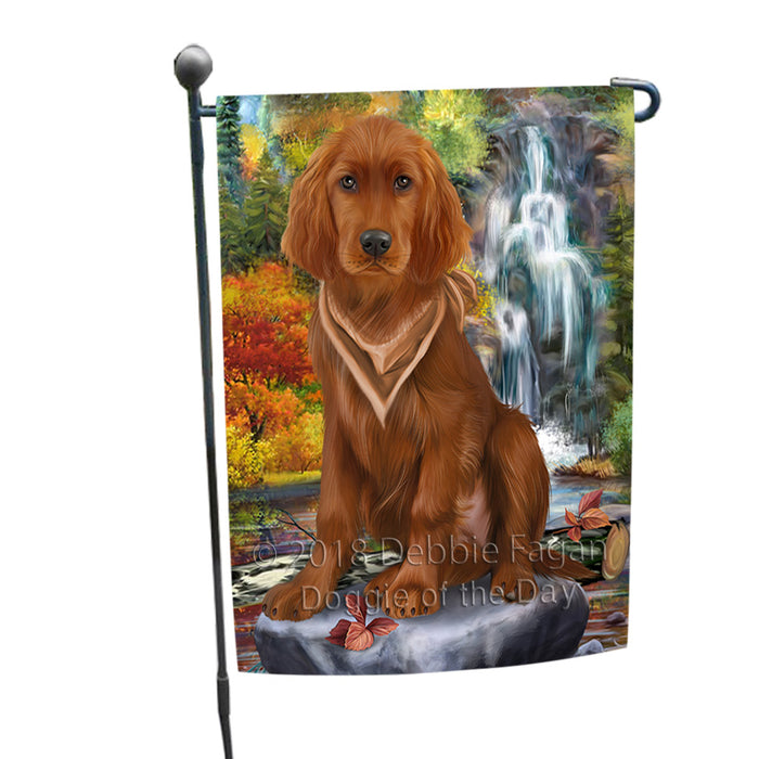 Scenic Waterfall Irish Setter Dog Garden Flag GFLG51903