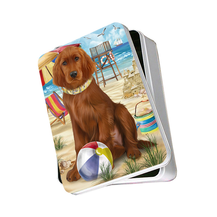 Pet Friendly Beach Irish Setter Dog Photo Storage Tin PITN51578