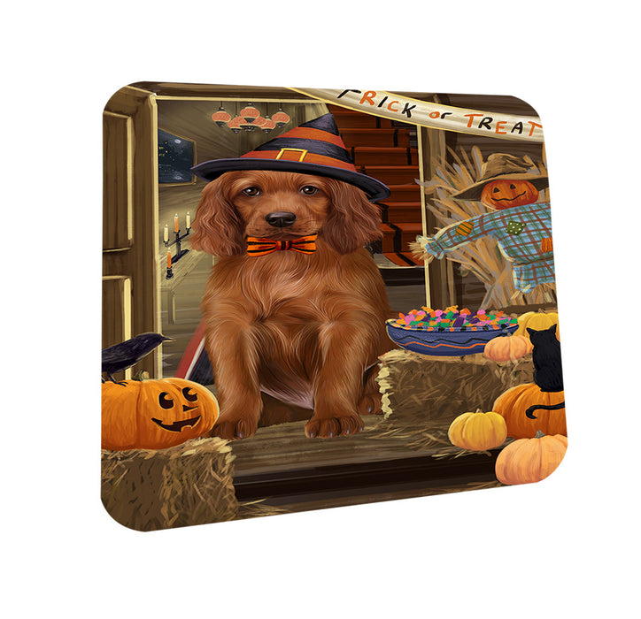 Enter at Own Risk Trick or Treat Halloween Irish Setter Dog Coasters Set of 4 CST53121