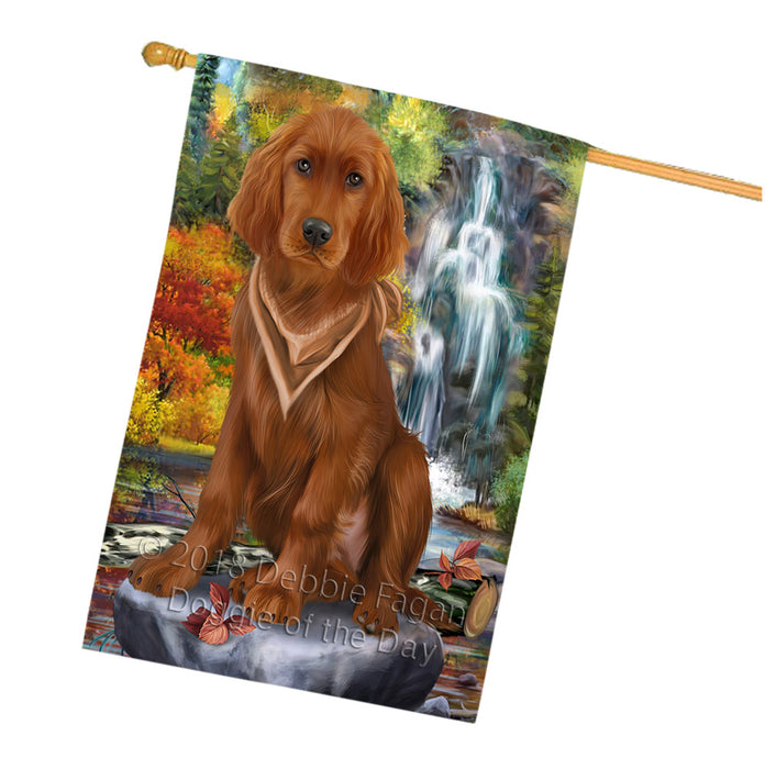 Scenic Waterfall Irish Setter Dog House Flag FLG52039