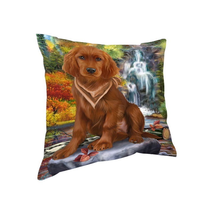 Scenic Waterfall Irish Setter Dog Pillow PIL63988