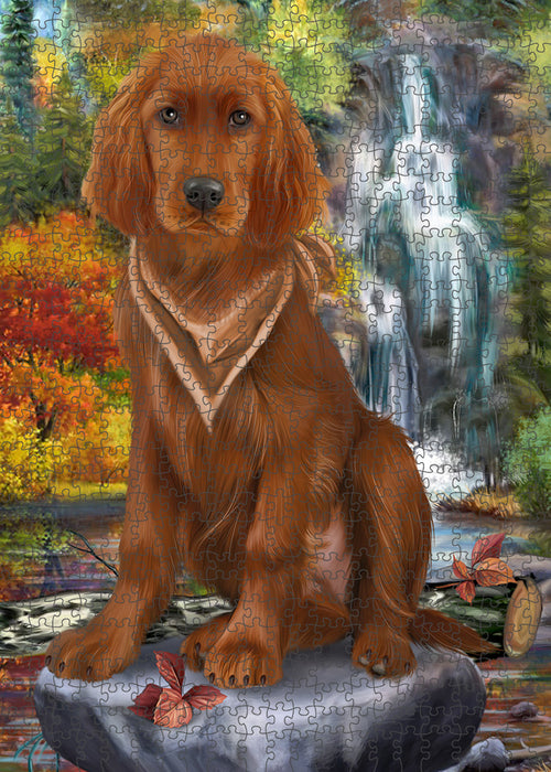 Scenic Waterfall Irish Setter Dog Puzzle with Photo Tin PUZL59805