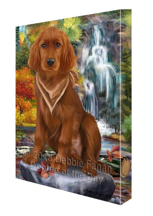 Scenic Waterfall Irish Setter Dog Canvas Print Wall Art Décor CVS84419
