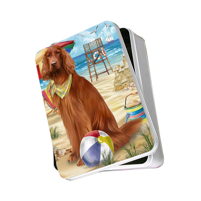 Pet Friendly Beach Irish Setter Dog Photo Storage Tin PITN51579