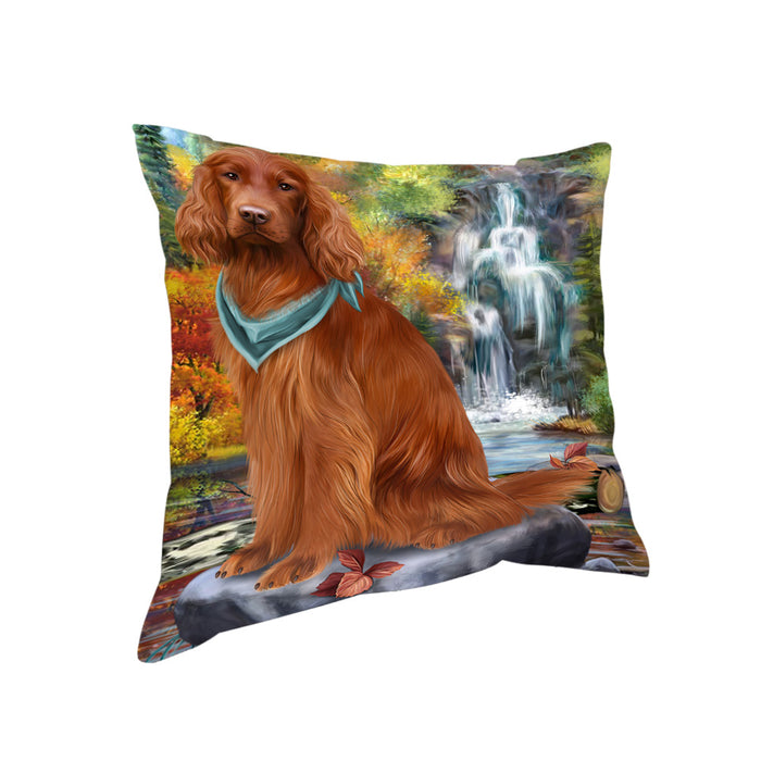 Scenic Waterfall Irish Setter Dog Pillow PIL63992