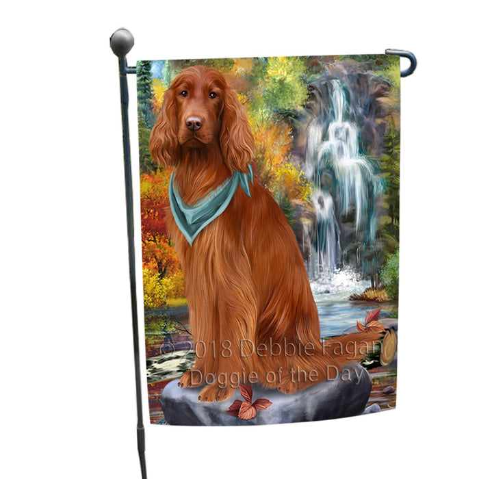 Scenic Waterfall Irish Setter Dog Garden Flag GFLG51904
